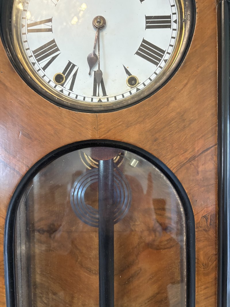 Antique Victorian Quality Figured Walnut 8 Day Wall Clock - Image 8